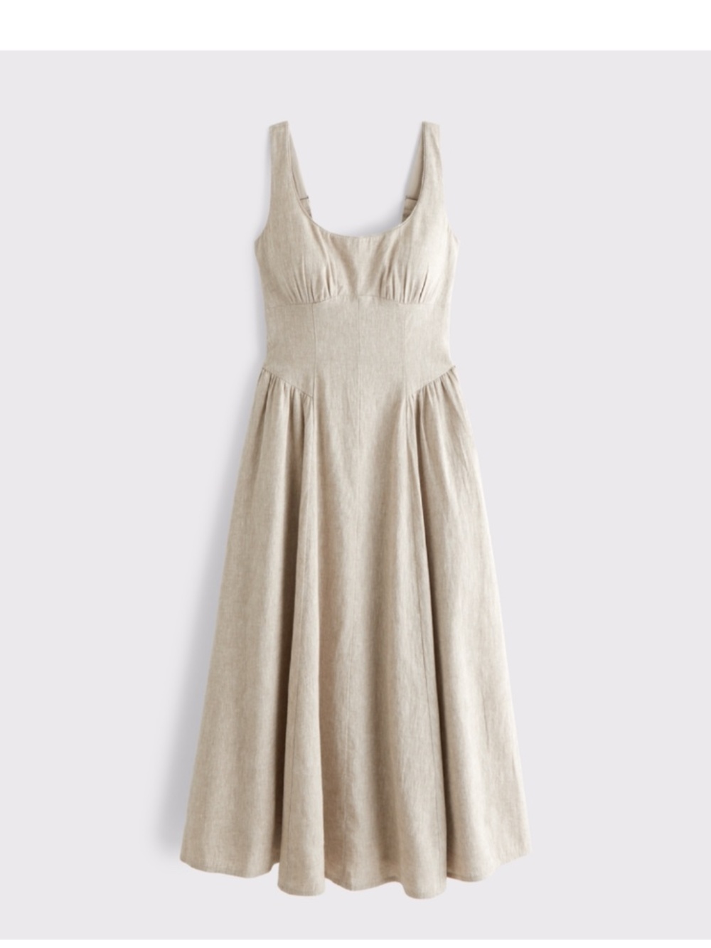 Linen-Blend A&F Bra-Free Dylan Midi dress oatmeal - Picture 5 of 6